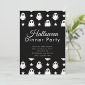 Super Schattigee Geesten & Sterren Halloween Dinne Kaart (Staand voorkant)
