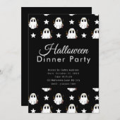 Super Schattigee Geesten & Sterren Halloween Dinne Kaart (Voorkant / Achterkant)