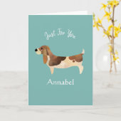 Super Schattigee gepersonaliseerde Basset Hound Kaart (Gele Bloem)