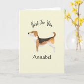 Super Schattigee gepersonaliseerde Beagle Kaart (Gele Bloem)