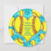 Super Schattigee gepersonaliseerde softbaluitnodig Kaart (Voorkant)