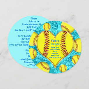 Super Schattigee gepersonaliseerde softbaluitnodig Kaart