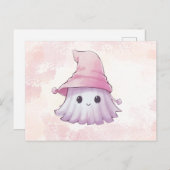 Super Schattigee Ghost Blush Waterverf Halloween Feestdagenkaart (Voorkant / Achterkant)