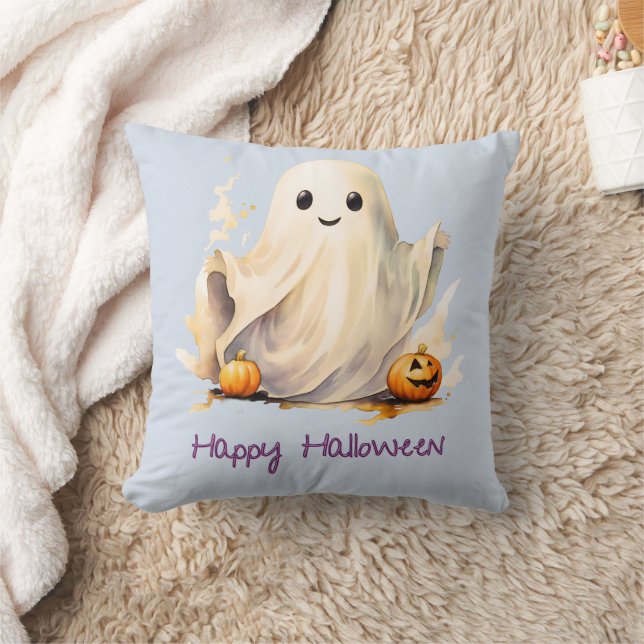 Super Schattigee Ghost Pumpkins Blue Happy Hallowe Kussen (Deken)
