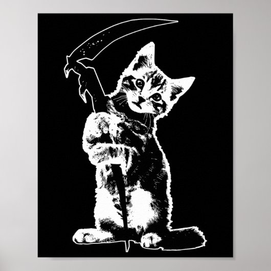 Super Schattigee Grim Reaper Cat Death Cat Funny G Poster (Voorkant)