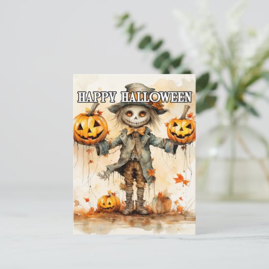 Super Schattigee Halloween vogelverschrikker illus Briefkaart (Staand voorkant)