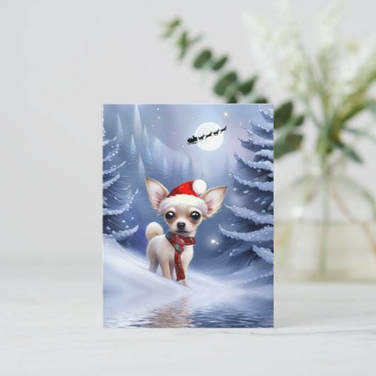 Super Schattigee Kerst Chihuahua Puppy Feestdagenkaart (Staand voorkant)