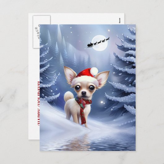 Super Schattigee Kerst Chihuahua Puppy Feestdagenkaart (Voorkant / Achterkant)