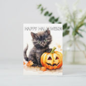 Super Schattigee kleine Halloween Kitten Briefkaart (Staand voorkant)