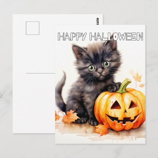 Super Schattigee kleine Halloween Kitten Briefkaart (Voorkant / Achterkant)