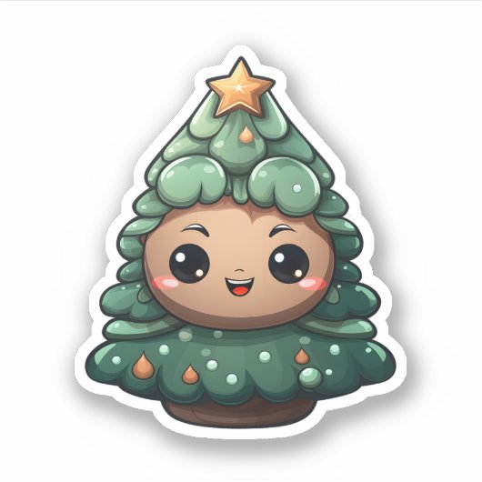Super Schattigee lachende groene Baby kerstboom Sticker (Voorkant)