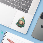 Super Schattigee lachende groene Baby kerstboom Sticker (Laptop met iPhone)