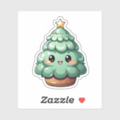 Super Schattigee lachende groene kawaii kerstboom Sticker (Vel)