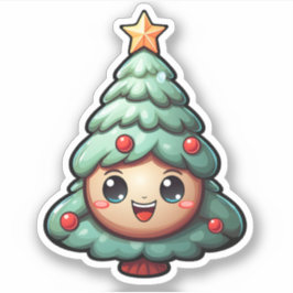 Super Schattigee lachende groene kerstboom Sticker