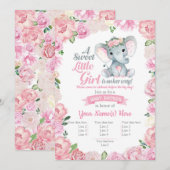 Super Schattigee Olifant Meisje Invitation, Bloeme Kaart (Voorkant / Achterkant)