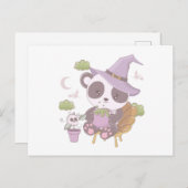 Super Schattigee Panda Heks en Crescent Moon Hallo Feestdagenkaart (Voorkant / Achterkant)