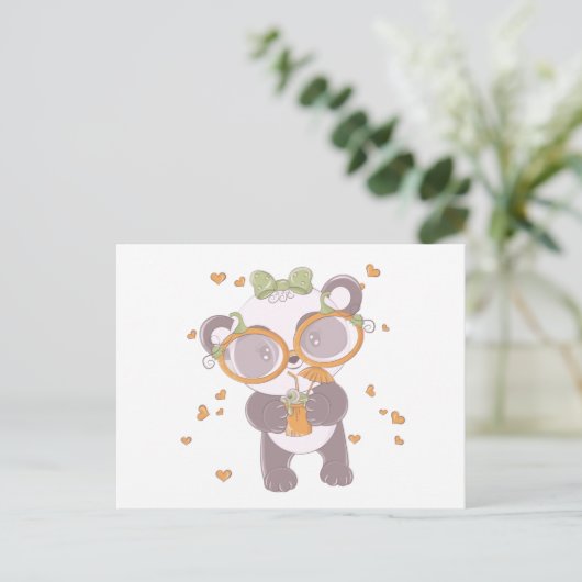 Super Schattigee Panda met oogbal Drink Halloween Feestdagenkaart (Staand voorkant)