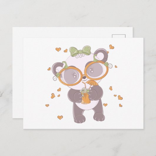 Super Schattigee Panda met oogbal Drink Halloween Feestdagenkaart (Voorkant / Achterkant)