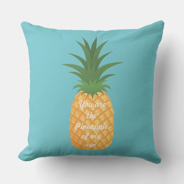 Super Schattigee Pineapple Graphic Love Quote Blau Buitenkussen (Voorkant)