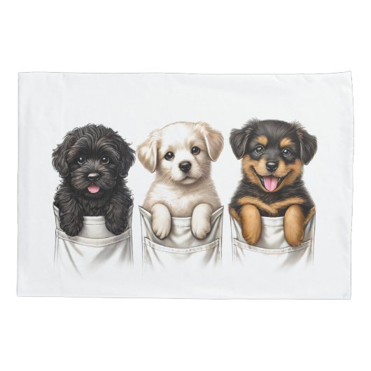 Super Schattigee pockets vol met Puppies Kussensloop (Achterkant-Links)