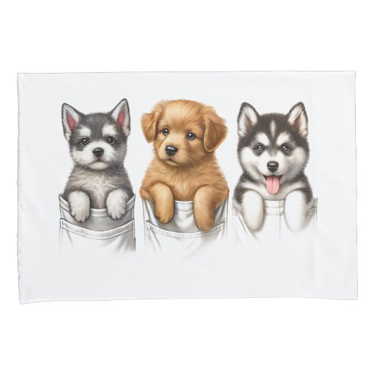 Super Schattigee pockets vol met Puppies Kussensloop (Voorkant-Rechts)