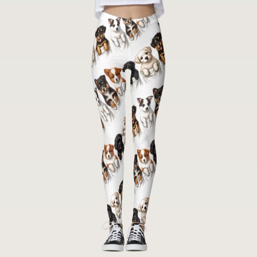 Super Schattigee pockets vol met Puppies Leggings (Voorkant)