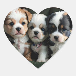 Super Schattigee Puppies op de bank 2 Hart Sticker