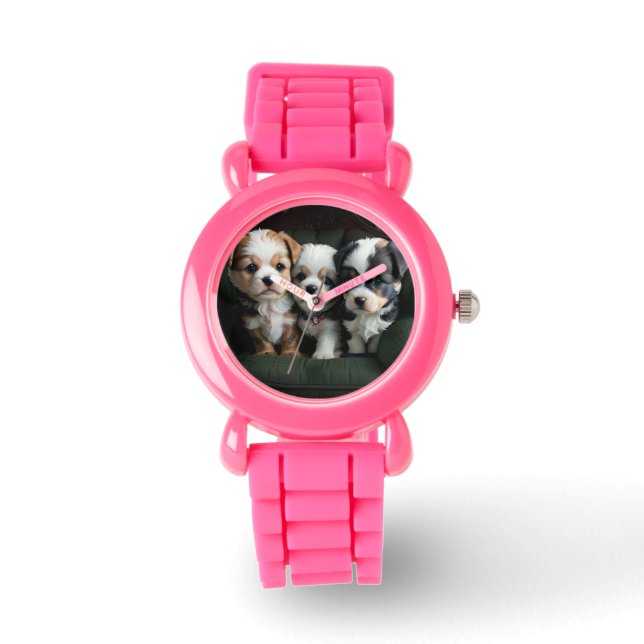 Super Schattigee Puppies op de bank 2 Horloge (Voorkant)