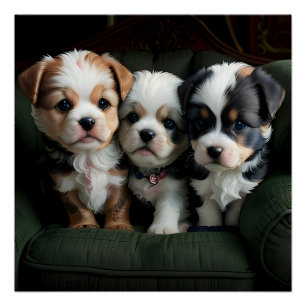 Super Schattigee Puppies op de bank 2 Perfect Poster