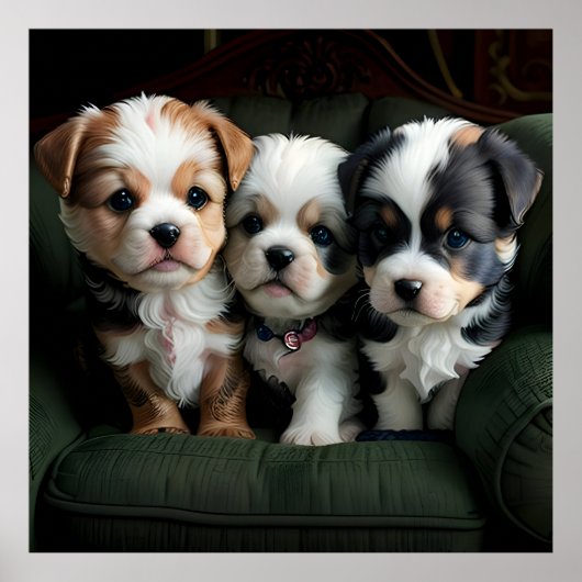 Super Schattigee Puppies op de bank 2 Poster (Voorkant)