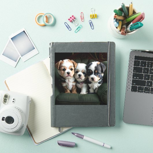 Super Schattigee Puppies op de bank 2 Sticker (iPad Cover)