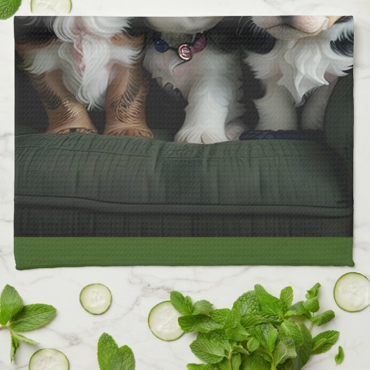 Super Schattigee Puppies op de bank 2 Theedoek (Gevouwen)