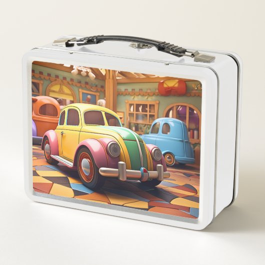 Super Schattigee Retro Speelgoed car Lunchbox (Achterkant)