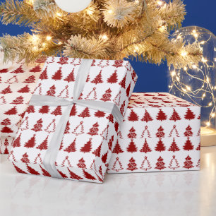 Super Schattigee rode en witte kerstbomen kerst Cadeaupapier