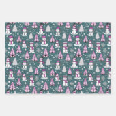 Super Schattigee sneeuwman en kerstbomen kerst Inpakpapier Vel (Voorkant 3)