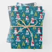 Super Schattigee sneeuwman en kerstbomen kerst Inpakpapier Vel (In situ)