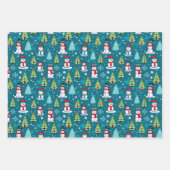 Super Schattigee sneeuwman en kerstbomen kerst Inpakpapier Vel (Voorkant)