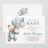 Super Schattigee Teddy Bear Boy Blue Pastel Baby s Kaart (Voorkant / Achterkant)