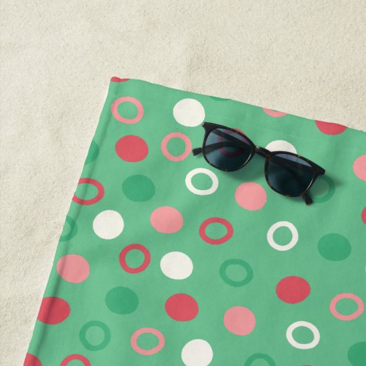 Super Schattigee Witte Kat Roze & Mint Groene Stra Strandlaken (In situ)