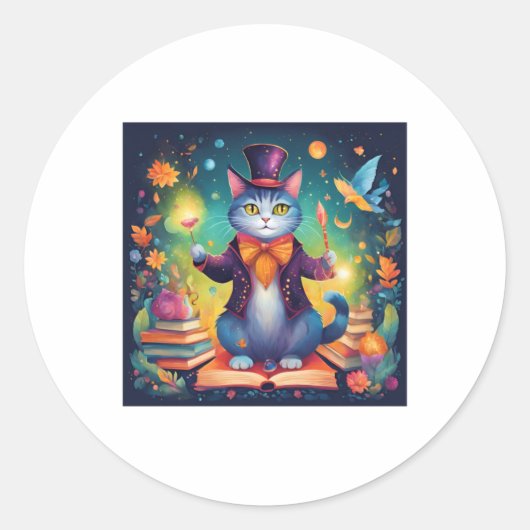 Super Schattigee Wizard Cat Sticker (Voorkant)
