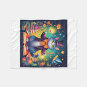 Super Schattigee Wizard Cat Sticker Fleece Deken (Voorkant (Horizontaal))