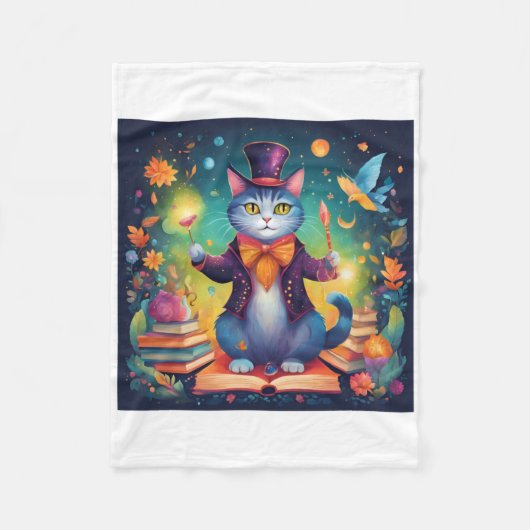 Super Schattigee Wizard Cat Sticker Fleece Deken (Voorkant)