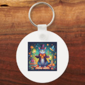 Super Schattigee Wizard Cat Sticker Sleutelhanger (Voorkant)