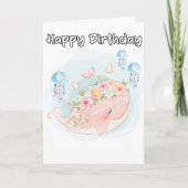 Super Schattigee Zwemwalvis Verjaardag Kaart (Voorkant)