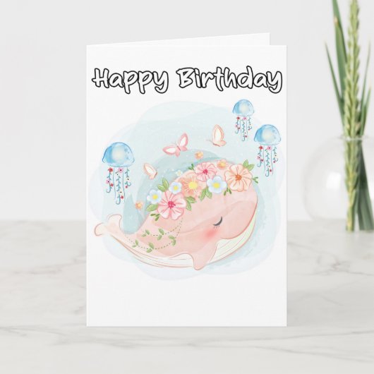 Super Schattigee Zwemwalvis Verjaardag Kaart (Voorkant)