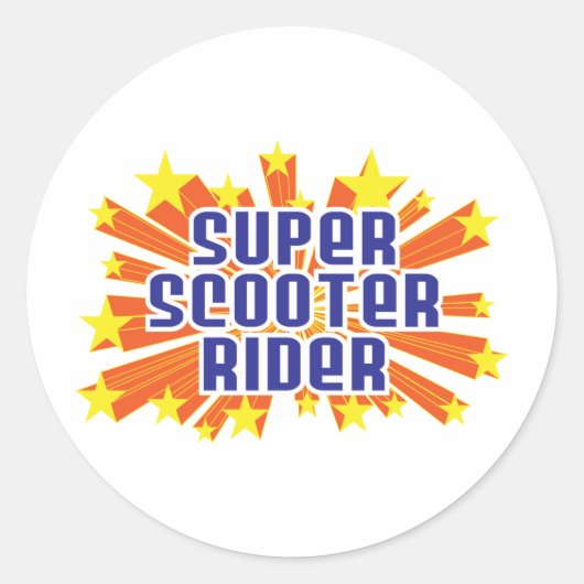 Super Scooter Rider Ronde Sticker (Voorkant)