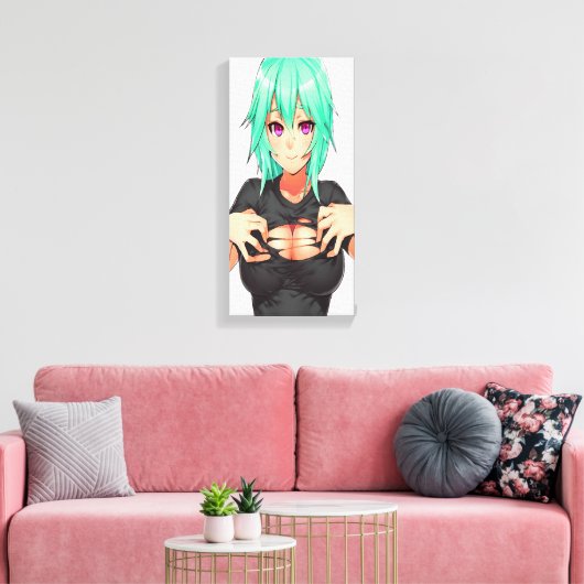 Super sexy groen haired hentai meisje canvas afdruk (Insitu (Woonkamer))
