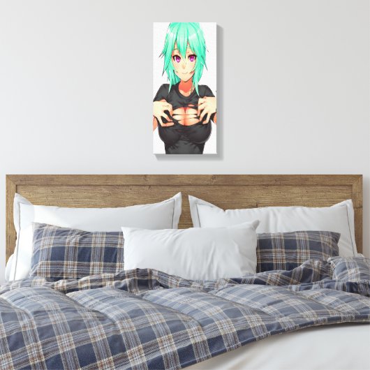 Super sexy groen haired hentai meisje canvas afdruk (Insitu (Slaapkamer))