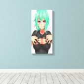 Super sexy groen haired hentai meisje canvas afdruk (Insitu (Houten vloer))