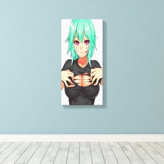 Super sexy groen haired hentai meisje canvas afdruk (Insitu (Houten vloer))